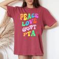 Peace Love Pta Retro Parent Teacher Association Groovy Back Women's Oversized Comfort T-shirt Crimson