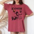 He Is Risen Rizzin' Easter Jesus Christian Faith Basketball Women's Oversized Comfort T-shirt Crimson