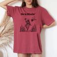 He Is Rizzin Basketball Retro Christian Religious Women's Oversized Comfort T-shirt Crimson