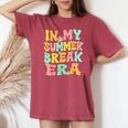 In My Summer Break Era Retro Groovy Summer Break Teacher Women's Oversized Comfort T-shirt Crimson
