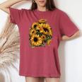 Yellow Sunflower Cute Summer Sun Flowers Floral Positivity Women's Oversized Comfort T-shirt Crimson