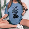 Cat And Dog Mom Dogs Lover Cats Mother Mommy Mama Mother's Women's Oversized Comfort T-shirt Blue Jean