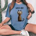 Cat Lover For Humor Hiss Off Meow Cat Women's Oversized Comfort T-shirt Blue Jean