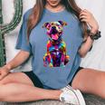 Cute Rainbow Pitbull Mom Dog Lover Pit Bull Owner Women's Women's Oversized Comfort T-shirt Blue Jean