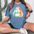 Easter Bunny Holland Lop Rabbit Girl Holland Lop Women's Oversized Comfort T-shirt Blue Jean