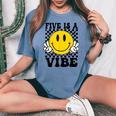 Five Is A Vibe 5Th Birthday Groovy Boys Girls 5 Years Old Women's Oversized Comfort T-shirt Blue Jean