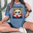 I Hate People Vintage T I Hate People Cat Coffee Women's Oversized Comfort T-shirt Blue Jean