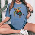 Longboat Key Fl Florida Souvenir Vintage Tribal Sea Turtle Women's Oversized Comfort T-shirt Blue Jean