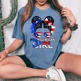 Puerto Rico Flag Messy Puerto Rican Girls Souvenirs Women's Oversized Comfort T-shirt Blue Jean