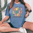 School Last Day Of 1St Grade Groovy Peace Out First Grade Women's Oversized Comfort T-shirt Blue Jean