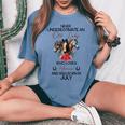 Never Underestimate An Old Lady Who Loves Horses July Women's Oversized Comfort T-shirt Blue Jean