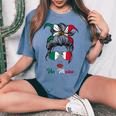 Viva Mexico Messy Bun Cinco De Mayo Mexican Girls Women's Oversized Comfort T-shirt Blue Jean