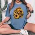 Yellow Sunflower Cute Summer Sun Flowers Floral Positivity Women's Oversized Comfort T-shirt Blue Jean