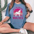 Youth Just A Girl Who Loves Wolves Vintage Retro Women's Oversized Comfort T-shirt Blue Jean