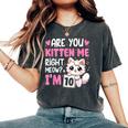 10Th Birthday For Girl 10Yr Ten 10 Year Old Kitten Cat Women's Oversized Comfort T-Shirt Pepper