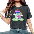 Bisexual Pride Bi Kawaii Frog Mushroom Bisexual Flag Lgbt Women's Oversized Comfort T-Shirt Pepper