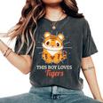 This Boy Loves Tigers Wild Animal Zoo Women's Oversized Comfort T-Shirt Pepper