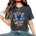 Butterfly With Flowers I Aesthetic Butterfly Women's Oversized Comfort T-Shirt Pepper