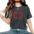 Butterfly Red Buffalo Plaid Christmas Tree Lights Women's Oversized Comfort T-Shirt Pepper