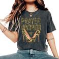 Camo Heels Prayer Warrior Faith-Inspired Christian Women's Oversized Comfort T-Shirt Pepper