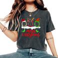 Christmas Horseshoe Leopard Plaid Santa Hat Horse Xmas Women's Oversized Comfort T-Shirt Pepper