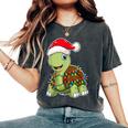 Christmas Lights Turtle Wearing Xmas Hat Sea Turtle Lover Women's Oversized Comfort T-Shirt Pepper