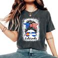 Colorado State Flag Sunglasses Mom Messy Bun Hair Girl Women's Oversized Comfort T-Shirt Pepper