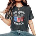 Day Drunk For America Patriotic Stars & Stripes Beer Cans Women's Oversized Comfort T-Shirt Pepper