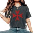 Distressed Maltese Cross Knights Of Malta Crusader Women Women's Oversized Comfort T-Shirt Pepper