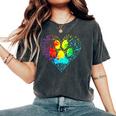 Dog Lover Mom Dad Colorful Heart Dog Paw Print Women's Oversized Comfort T-Shirt Pepper