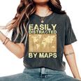Geography Teacher Easily Distracted By Maps Women's Oversized Comfort T-Shirt Pepper