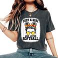 Girls Softball Fan Player Messy Bun Softball Lover Women's Oversized Comfort T-Shirt Pepper
