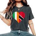 Half Trinbagonian Half Irish Flag Get Flags In Love Heart Women's Oversized Comfort T-Shirt Pepper