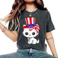 Happy July 4Th Usa Flag Cat Dad-Dy Mom-My Boy Girl Women's Oversized Comfort T-Shirt Pepper