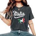 Italia Flag Horse Italian Italy Vintage Distressed Fade Women's Oversized Comfort T-Shirt Pepper