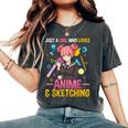 Just A Girl Who Loves Anime And Sketching Girls Women's Oversized Comfort T-Shirt Pepper