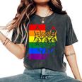 Lgbtq Rainbow Flag Tribal Wolf Pride Month Equal Women's Oversized Comfort T-Shirt Pepper