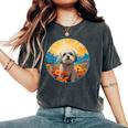 Lhasa Apso Puppy Dog Cute Flower Mountain Sunset Colorful Women's Oversized Comfort T-Shirt Pepper