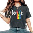 Love Win Rainbow Peace Sign Lesbian Gay Lgbtq Flag Pride Women's Oversized Comfort T-Shirt Pepper