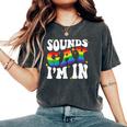 Retro Groovy Sounds Gay I'm In Lgbt Rainbow Gay Pride Lgbt Women's Oversized Comfort T-Shirt Pepper