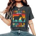 Retro Vintage Just A Girl Who Loves Chickens & Goats Farmer Women's Oversized Comfort T-Shirt Pepper