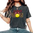 Softball Baseball Mom Leopard Mother's Day Women's Oversized Comfort T-Shirt Pepper
