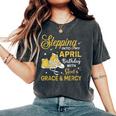 Stepping Into My April Birthday Girls Shoes Bday Women's Oversized Comfort T-Shirt Pepper