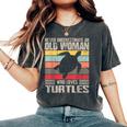 Vintage Never Underestimate An Old Woman Who Loves Turtles Women's Oversized Comfort T-Shirt Pepper