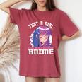 Anime For N Girls Just A Girl Who Loves Anime Women's Oversized Comfort T-Shirt Blue Jean