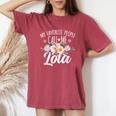 My Favorite People Call Me Lola Floral Birthday Lola Women's Oversized Comfort T-Shirt Blue Jean