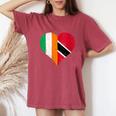 Half Trinbagonian Half Irish Flag Get Flags In Love Heart Women's Oversized Comfort T-Shirt Blue Jean