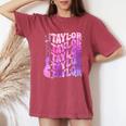 Taylor First Name I Love Taylor Girl Groovy 80'S Vintage Women's Oversized Comfort T-Shirt Blue Jean