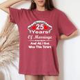 25Th Wedding Anniversary Marriage Husband Wife Couple Women's Oversized Comfort T-Shirt Crimson