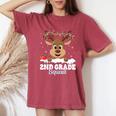 2Nd Grade Teacher Christmas Second Grade Squad Reindeer Xmas Women's Oversized Comfort T-Shirt Crimson
